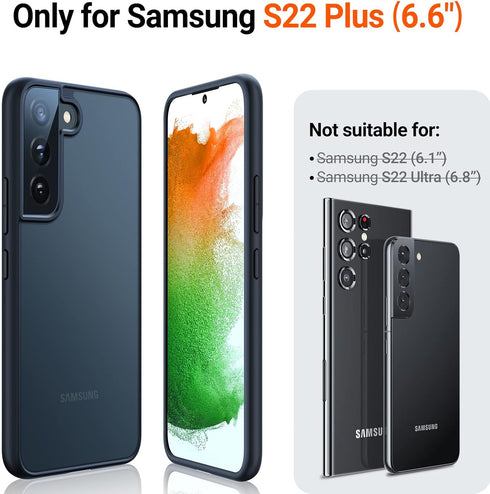 TORRAS Shockproof Galaxy S22 Plus Case, Military Grade Drop Tested, Translucent Matte, Slim Protective, 5G Guardian, Black...
