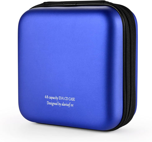 alavisxf xx CD Case, 48 Capacity EVA Protective Blu-ray DVD Case Portable Zipper CD Case Holder Disc Storage Organizer Wallet Bag for Car Home Tra...