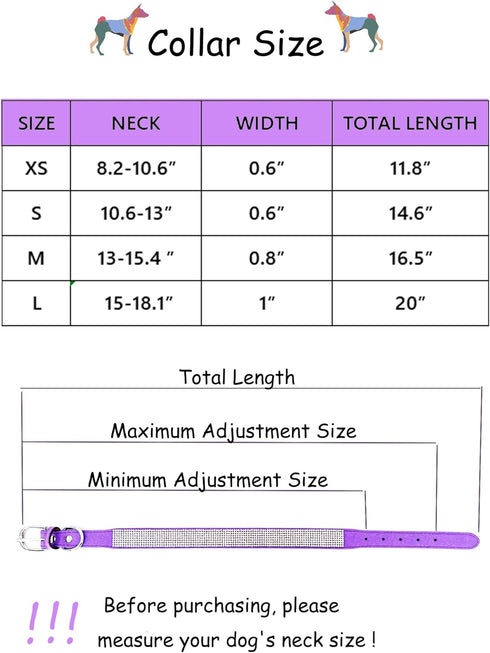 Dog Collar for Small Medium Large Dogs?Small Dog Collar for Female Dogs, Bling Girl Dog Collars, Pink Dog Collar, Rhinestone Puppy Collars (L, Bla...