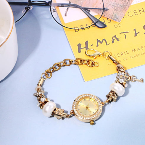 Avaner Women's Rhinestone Bracelet Watches: Gold Slim Strap Small Face Analog Quartz Elegant Dress Wrist Watches forWomen Ladies...