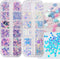 LuckForever 2 Boxes Chunky Glitter Flakes Heart Star Clover Leaf Snowflake Iridescent Blue Glitter Sequins Charms Resin Slime Crafts Nail Art Deco...