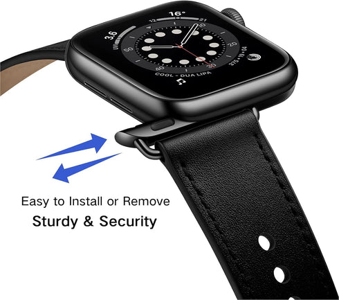OUHENG Compatible with Apple Watch Band 49mm/46mm/45mm/44mm/42mm, Genuine Leather Bands Strap for iWatch Ultra 2/1 SE Series 10 9 8 7 6 5 4 3 2 1 ...