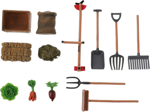 13pcs Mini Garden Plant Tools Miniature Lifelike Farm Shovels Rakes Toy Fairy Gardening Tools for Indoor Garden Plant Sand Table Props...