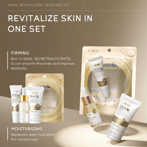 Snail Mucin Travel Skincare Set, 3 In 1 Travel Size Skin Care Set, Skin Care Sets & Kits: Gold Snail Serum, Eye Cream, Moisturizer, Travel Size Sk...