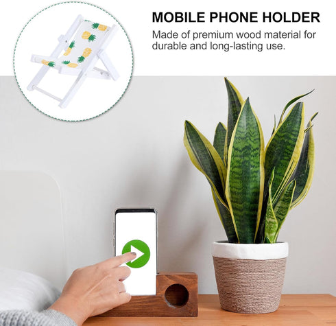 Uonlytech 1pc Beach Chair Mobile Phone Holder Phone Dock Phone Cradle Desk Wooden Phone Rack Stand Folding Phone Holder Dollhouse Chair Model Beac...