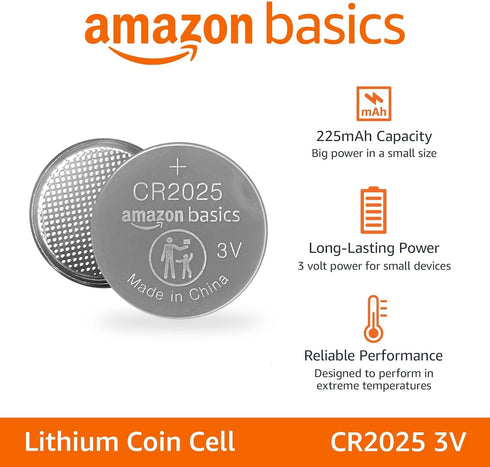 Amazon Basics 6-Pack CR2025 Lithium Coin Cell Battery, 3 Volt, Long Lasting Power, Mercury-Free...