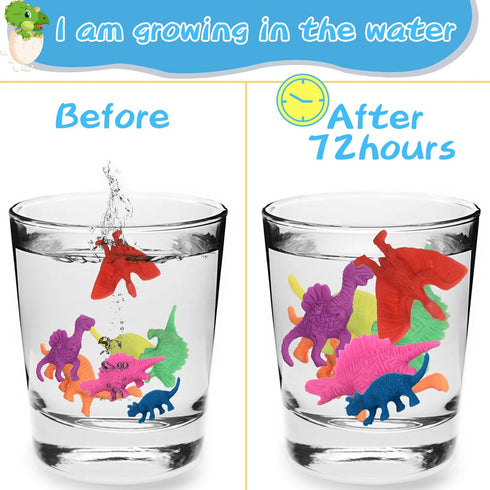 Zhanmai 48 Pieces Water Growing Dinosaurs Party Favors Expandable Dinosaurs Toy Water Animals Toys Aquatic Dinosaur Toy Set Colorful Expanding Din...