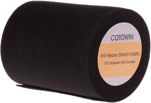 COTOWIN 3-inch Wide Black Heavy Stretch High Elasticity Knit Elastic Band 3 Yards...
