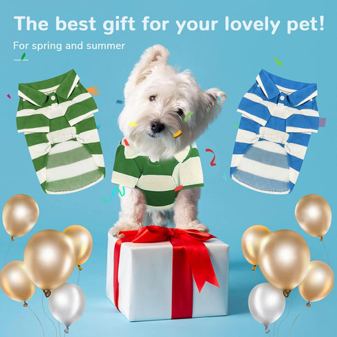 2 Pieces Stripe Dog Shirts Breathable Polo T-Shirts for Small Dogs Cats Girl Boy Puppy Sweatshirt for Chiuahaha Poodle Teacup Shihtzu Yorkie Small...