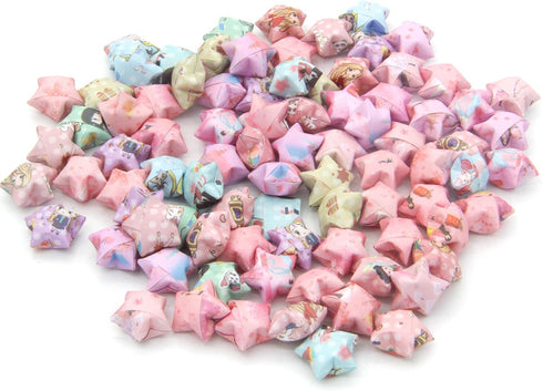 560 Sheets Origami Star Paper Strips with 8 Different Designs of Cute Cartoon Origami for DIY Handcrafts, School Teaching Origami Star Paper (Plan...