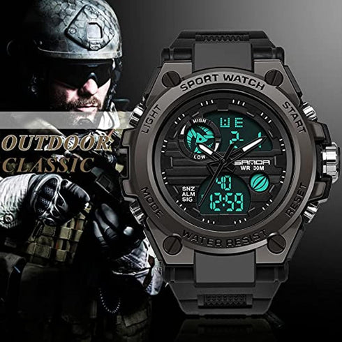 AIMES Mens Watches Sports Outdoor Waterproof Military Watch for Men Tactical Watch Analog Digital Date Alarm Stopwatch Multi-Function Tactics Big ...