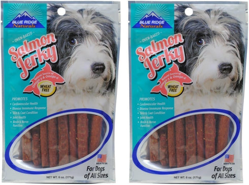 Blue Ridge Naturals Oven Baked Salmon Jerky Dog Treats, 6oz (2-Pack)...