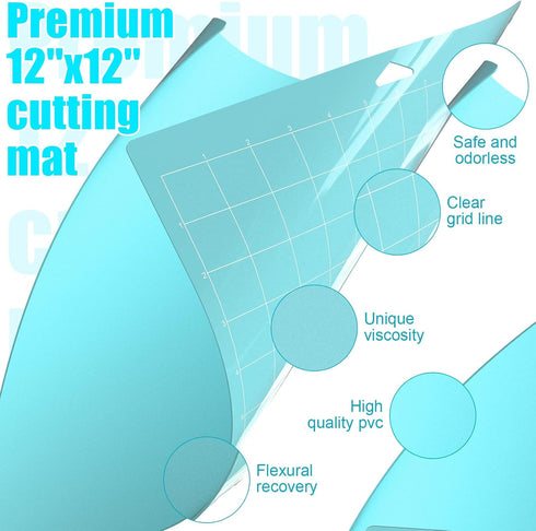 Cutting Mat for Cricut 4 Pack Accessories and Supplies Light Replacement Blue Cut Pads Cricket Cards for Cutting Machine Maker/Maker 3/Air/Air 2 w...