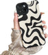 Designed for iPhone 14 Phone Case, Soft PU Leather TPU and Cute Art Wavy Painted for Women Girls, Slim Protective Shockproof Compatible with iPhon...
