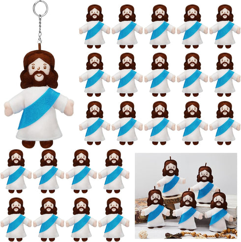 Shappy Mini Jesus Plush Toy Little Jesus Figures Keychain Stuffed Jesus Plush Doll Christian Figure Bulk Religious Stuffed Toys Gifts for First Co...
