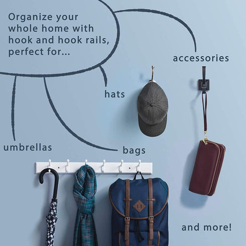 LIBERTY 165541 Wall Mounted Coat Rack with 6 Decorative Hooks, 27 Inch, Soft Iron and Cocoa...