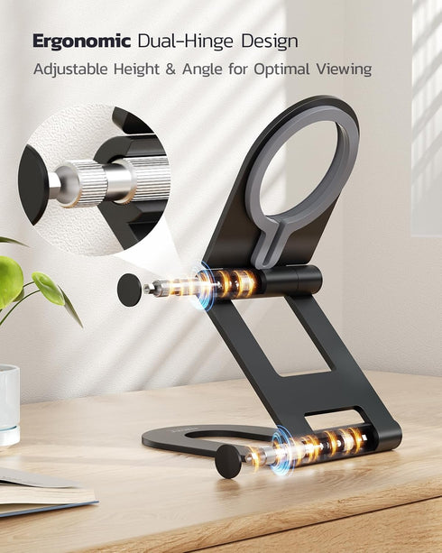 Nulaxy Dual Folding Phone Stand for MagSafe Charger (MagSafe Charger Not Included), Fully Adjustable Aluminum Magsafe Charging Desk Mount Holder, ...