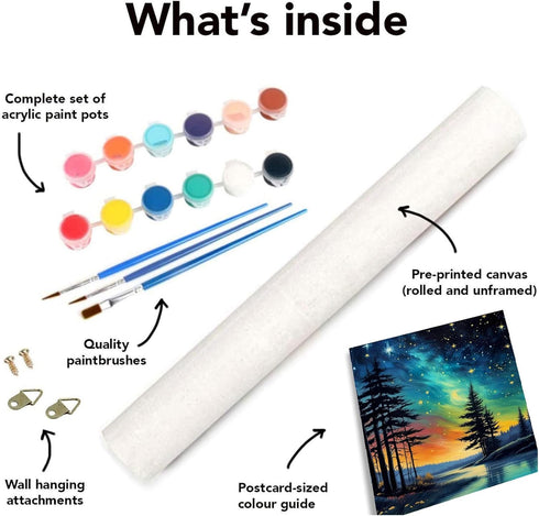 UNIQUORS Paint by Number for Adults Scenery on Canvas without Frame, Paint by Numbers Kit Moon Stars Trees, DIY Landscape Oil Painting for Gift Ho...