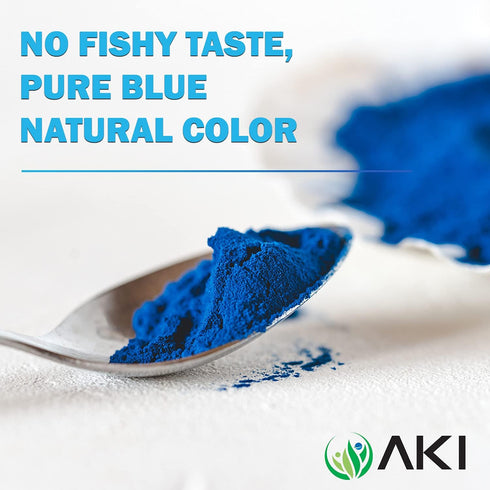 AKI Blue Spirulina Powder Pack- Loaded with Antioxidants | Vegan & Authnetic Food Coloring - Ideal for Making Smoothies, Ice Cream, Yogurt or Past...