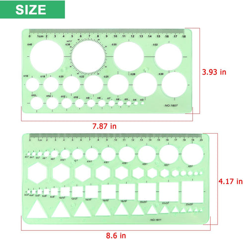 Tamaki Circle Template Measuring Geometry Ruler Geometric Drawings Stencils Rulers Scale Drafting Digital Drawing Set for Office and School Buildi...