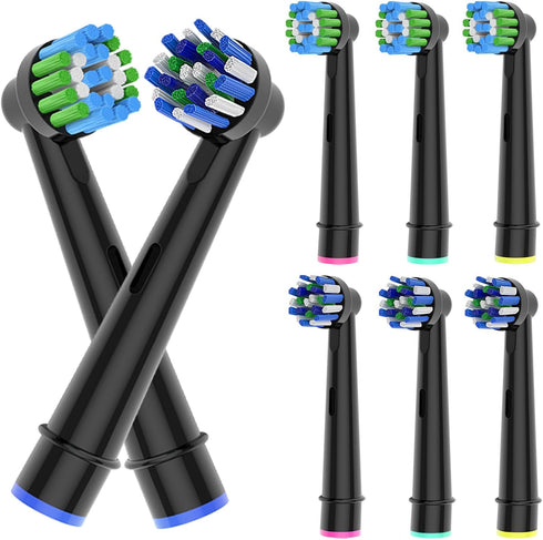 8pcs Replacement Heads Compatible with Oral B Electric Toothbrush, 4pcs Precision Clean and 4pcs Cross Clean Brush Heads, Black...