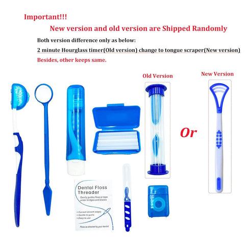 Portable Orthodontic Oral Care Kit for Braces - Interdental Brush Dental Wax Dental Floss Toothbrush Cleaning Kit(Blue)...