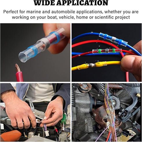 RED WOLF Solder Seal Wire Connector Kit 250 PCS Electrical Heat Shrink Butt Connector for Marine Automotive Boat Truck Home Waterproof Electronics...