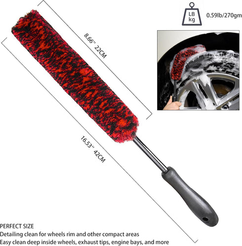 Metal Free Soft Wheel Cleaner Brush, Synthetic Wool Car Cleaning Brush, Highly Water Absorption, Dense and Durable Tire Brush for Cleaning Wheels,...