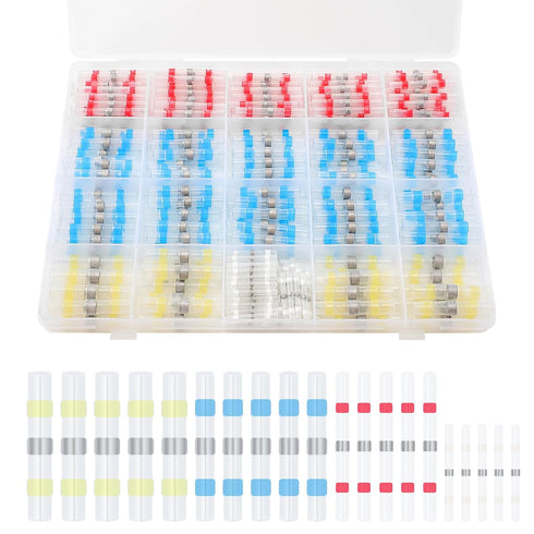 300pcs Solder Stick Seal Wire Connectors, 4 Sizes Butt Connectors Kit Solderstick Waterproof Electrical Wire Terminals Sleeves Heat Shrink Insulat...