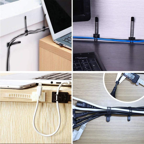 50Pcs Adhesive Cable Management Ties Extra Screw & Hole,Multi-Purpose Wire Organizer Adjustable Nylon Cable Straps Cord Holders for Home and Offic...