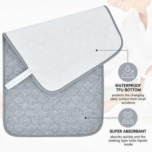 3Pack Baby Changing Pad Liners 27" x 14" Waterproof Longer Changing Mat Sheet Washable Reusable Baby Diaper Changing Table Cover (Grey)...