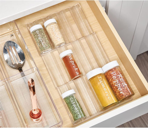 iDesign Linus Spice Rack, Drawer Organizer for Kitchen Storage - Clear...