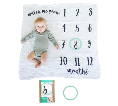 Kate & Milo Baby Monthly Milestone Blanket, Infant Milestone Markers, Newborn Photoshoot Photo Props, Baby Girl or Baby Boy Gift, Large Blanket...
