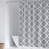 WELTRXE Moroccan Fabric Shower Curtain with Hooks, Waterproof Polyester Geometric Pattern Bathroom Curtains, Machine Washable, 72 x 72 inches, Gra...