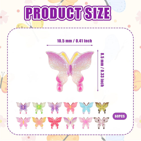 60pcs Miniature Tiny Butterflies, 0.41x0.33in Glitter Micro Resin Butterflies Small Butterfly Figurines Mini Butterflies for Decoration Dream Gard...