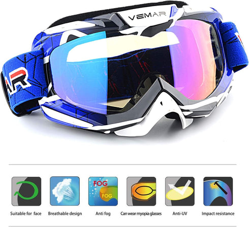 Motorcycle Motocross Goggles ATV Racing Goggles Dirt Bike Tactical Riding Motorbike Goggle Glasses, Bendable Windproof Dustproof Scratch Resistant...