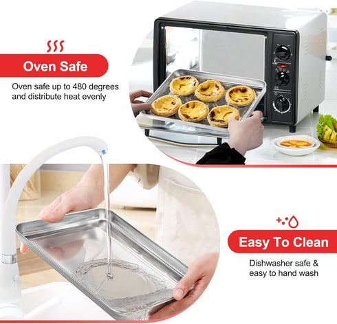 Baking Sheet, Zacfton Stainless Steel Cookie Sheet Baking Pan Tray for Toaster Oven Size 9 x 7 x 1 Inch, Non Toxic & Healthy, Mirror Finish & Easy...