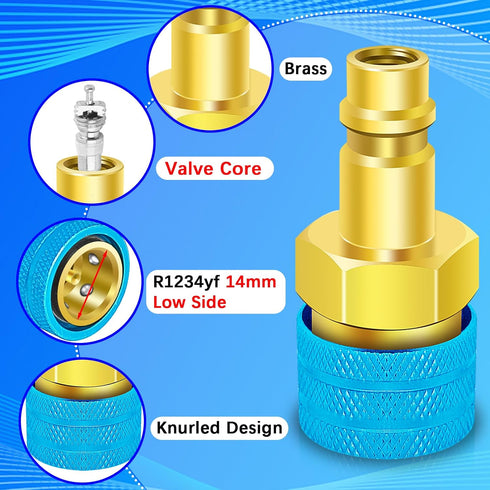 R1234yf to R134a Adapter, 1234yf to 134a Adapter Kit, R1234yf to R134a Conversion Adapters, High/Low Pressure Side R134a Adapter Convert to R1234y...