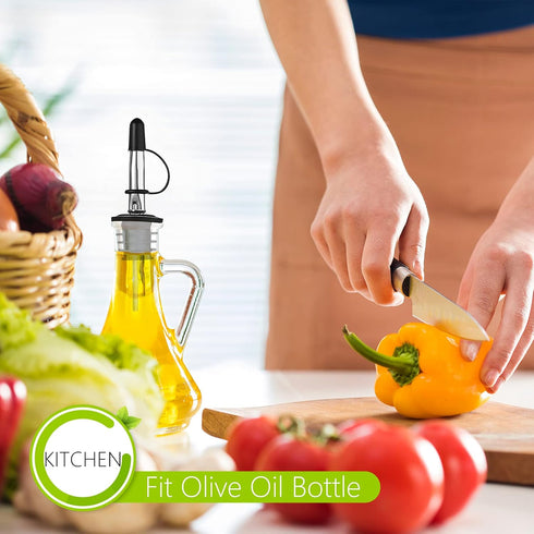 Zopeal 100 Pieces Pourers Dust Caps Black Pourers Covers with Loop Hooded Olive Oil Liquor Bottle Pour Spout Covers Rubber Caps (Not Include the S...