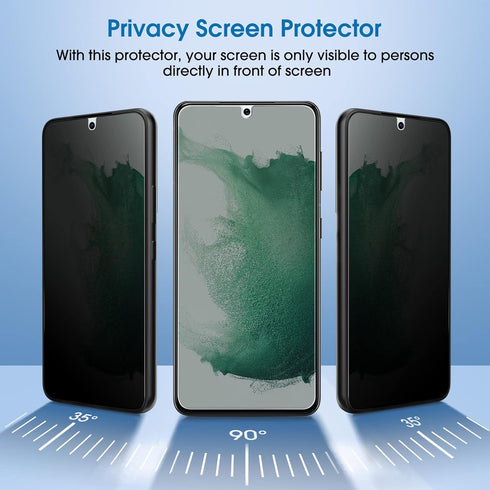 amFilm Privacy Screen Protector Samsung Galaxy S22 5g 6.1 inch with 2 Pack Camera Lens Protector, Anti Spy, Fingerprint ID Compatible, Easy to Ins...