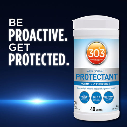 303 Products Aerospace Protectant Wipes – UV Protection – Repels Dust, Dirt, & Staining – Smooth Matte Finish – Restores Like-New Appearance – 40 ...