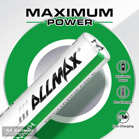 Allmax Rechargeable AA NiMH Batteries (8 Count) - Recharge up to 2,000 Times, 2000mAh, Precharged, 1.2V...