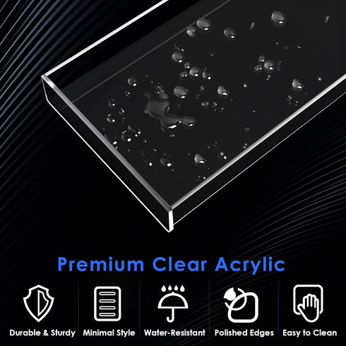 MaxGear Vanity Tray, Toilet Tank Storage Tray, Acrylic Bathroom Tray Bathtub Tray Bathroom Vanity Organizer Clear Perfume Tray Countertop for Soap...