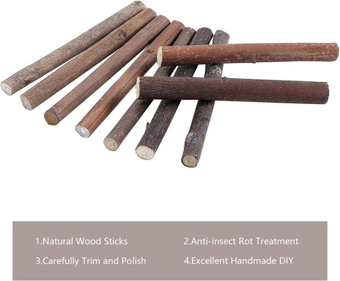 Pllieay 60 Pack Craft Sticks, 4 Inch Long 0.3-0.5 Inch in Diameter Wood Log Sticks Natural Twigs Sticks Wood Craft Sticks for DIY Crafts Photo Pro...