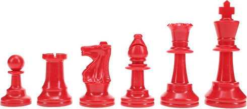 WE Games Color Bright Plastic Staunton Tournament Chess Pieces with 3.75 in. King - Half Chess Set of Chess Pieces Only, Red...
