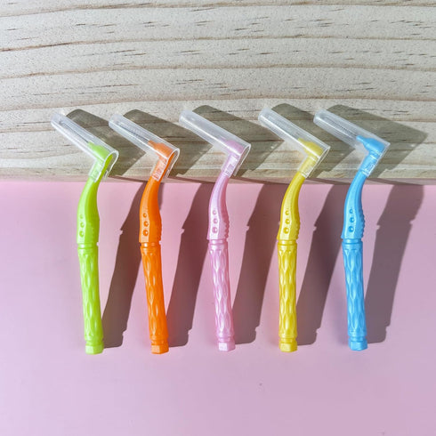 50PCS L-Shaped Interdental Brushes Braces Toothbrush Short Handle,5 Different Sizes Dental Floss Brush Angled Interdental Toothpick...