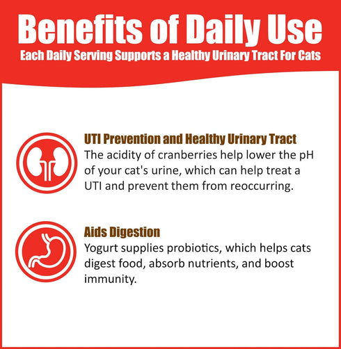 Whole Life Pet Urinary Tract Daily Supplement for Cats – Cranberry with Probiotics. UTI Prevention, Bladder Health. Mixes in Food or with Water fo...