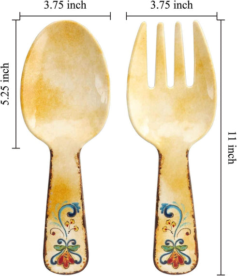 Supreme Housewares 2-Piece 10.75 Inch Melamine Salad Server Serving Utensil Set Includes Salad Spoon and Salad Fork (Tuscany)...
