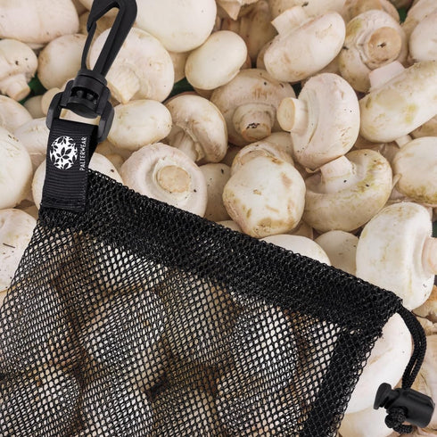PALTERWEAR Mesh Drawstring Bag With Clip and Toggle Closure - For Watersports, Outdoor, Gym - Multi-Use Set of 4 (Black, 6 x 8 inch)...