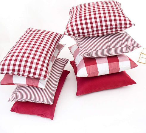Throw Pillow Covers Cases Geometric Stripe Tartan Checkered Buffalo Check Plaid Pillowcases Cushion Covers Decorative Throw Pillow Covers Waist Pi...